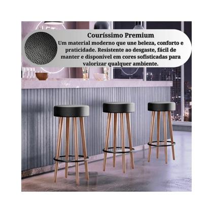 Imagem de Kit 3 Banquetas Altas Berlin Estofadas com Design Retrô para Cozinha, Balcão, Área Gourmet - Salaone