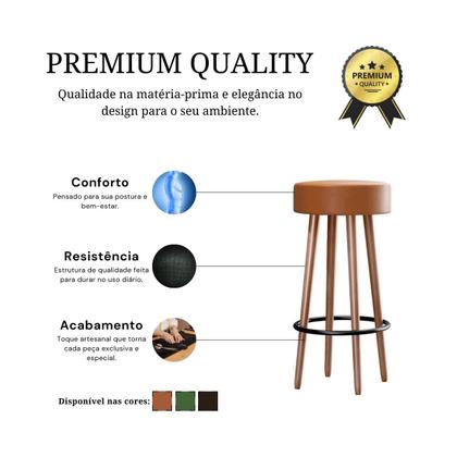 Imagem de Kit 3 Banquetas Altas Berlin Estofadas com Design Retrô para Cozinha, Balcão, Área Gourmet - Salaone