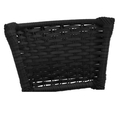 Imagem de Kit 3 Banquetas Altas Cromada com Encosto Junco Preto Assento Preto