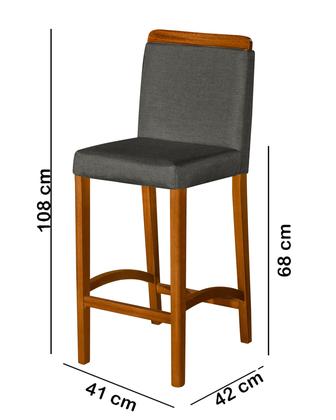 Imagem de Kit 3 Banquetas Altas Dubai para Cozinha e Balcão  Assento Estofado Estrutura em Madeira, Conforto e Elegância para sua Casa