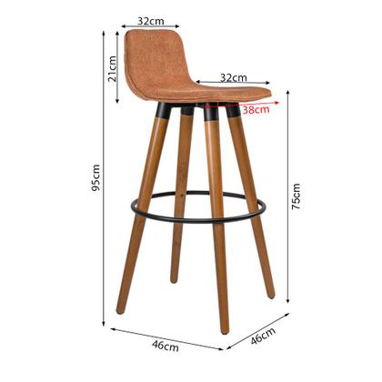 Imagem de Kit 3 Banquetas Altas Luxo Versatil Aço Preto Linho Terracota Base Carvalho