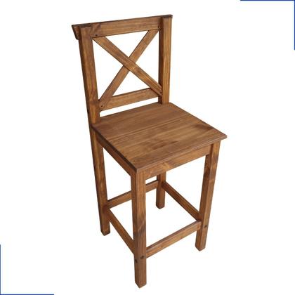 Imagem de Kit 3 Banquetas Altas Madeira com Encosto Resistente Conforto Cor Imbuia Balcão Bar Ilha Cozinha Gourmet