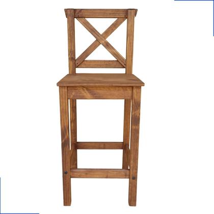 Imagem de Kit 3 Banquetas Altas Madeira com Encosto Resistente Conforto Cor Imbuia Balcão Bar Ilha Cozinha Gourmet