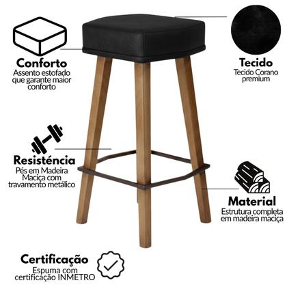 Imagem de Kit 3 Banquetas Banco sem Encosto Pra Bancada Cozinha Área Gourmet Ilha Luxo