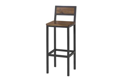 Imagem de Kit 3 Banquetas Bancos Alta Para Bancada De Cozinha - Aço e Madeira