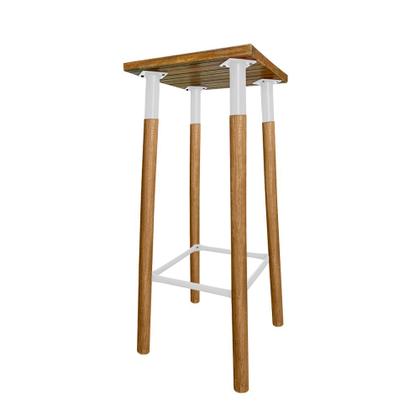 Imagem de Kit 3 Banquetas Bistro Industrial Colors Ferro e Madeira Maciça - Branca