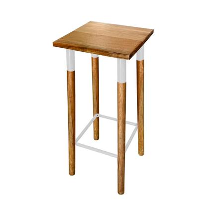 Imagem de Kit 3 Banquetas Bistro Industrial Colors Ferro e Madeira Maciça - Branca