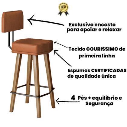 Imagem de Kit 3 Banquetas com Encosto para Balcão Área Gourmet Bancada Cozinha