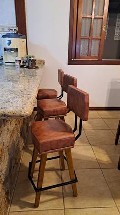 Imagem de Kit 3 Banquetas com Encosto para Balcão Área Gourmet Bancada Cozinha