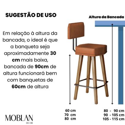 Imagem de Kit 3 Banquetas com Encosto para Balcão Área Gourmet Bancada Cozinha