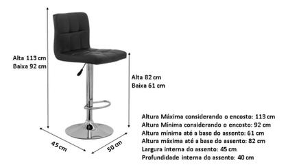 Imagem de Kit 3 Banquetas Decoreshop Estofada Com Encosto Para Cozinha Americana Bar Balcão Bancada Giratória Com Regulagem De Altura Gomos Confort Preto