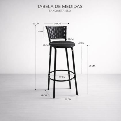 Imagem de Kit 3 Banquetas Elo Altas Junco Café Para Cozinha Americana Gourmet Lazer Balcão Bancada Oferta