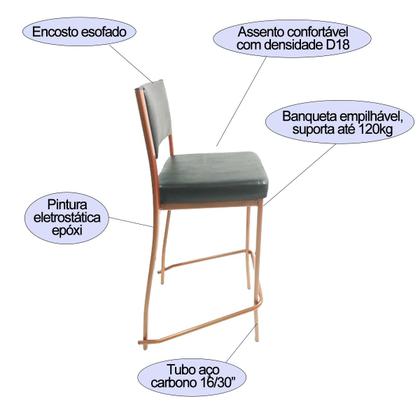 Imagem de Kit 3 Banquetas EMPILHÁVEL Cobre alta assento e encosto Preto - Poltronas do Sul