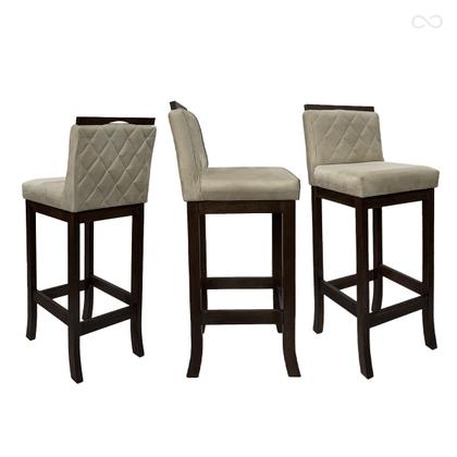 Imagem de Kit 3 Banquetas Média para Balcão Nice em Madeira Maciça Matelassê Suede Bege CCS