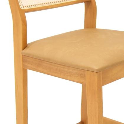 Imagem de Kit 3 Banquetas Viena Tela Sextavada Madeira Maciça Cinamomo Estofado material sintético