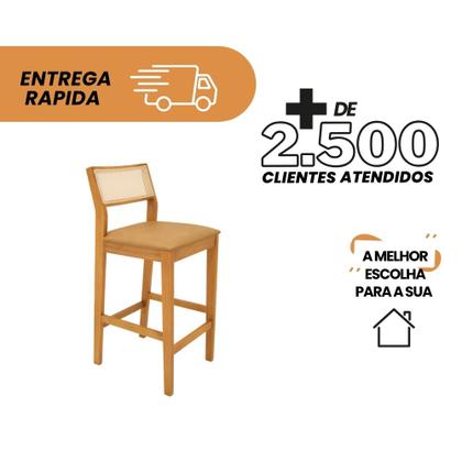 Imagem de Kit 3 Banquetas Viena Tela Sextavada Madeira Maciça Cinamomo Estofado material sintético