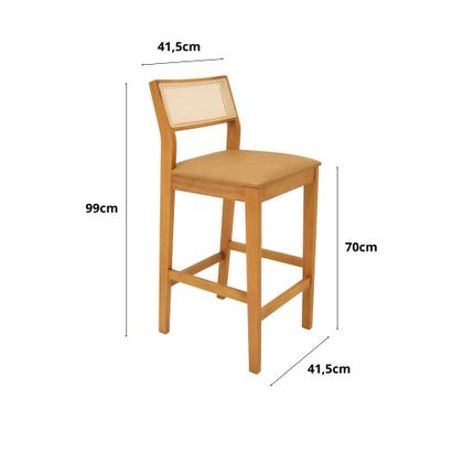 Imagem de Kit 3 Banquetas Viena Tela Sextavada Madeira Maciça Cinamomo Estofado material sintético