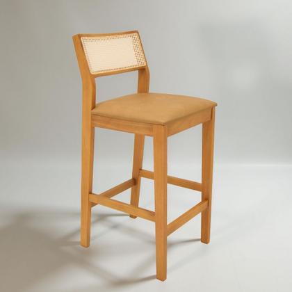 Imagem de Kit 3 Banquetas Viena Tela Sextavada Madeira Maciça Cinamomo Estofado material sintético