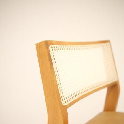 Imagem de Kit 3 Banquetas Viena Tela Sextavada Madeira Maciça Cinamomo Estofado material sintético