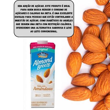 Imagem de Kit 3 Bebida De Amêndoa Original Sem Adição De Açúcar Almond Breeze 1l