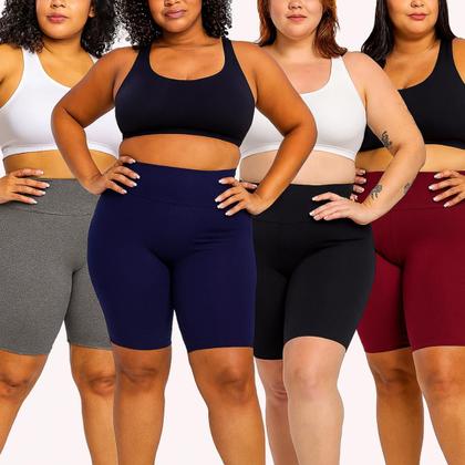 Imagem de Kit 3 Bermuda Fitness Plus Size Reforçada Cos Alto Dia A Dia