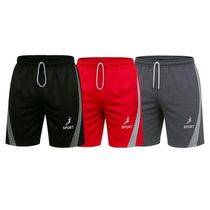 Imagem de Kit 3 Bermuda Masculina Helanca Esportiva Confortável Secagem Rápida