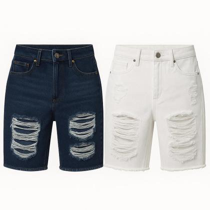 Imagem de Kit 3 Bermuda Rasgada Masculina Destroyed Verão 2024 Linha Premium com Lycra Casual