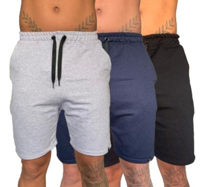 Imagem de Kit 3 Bermuda Short Moletinho Masculino Moletom Liso Casual