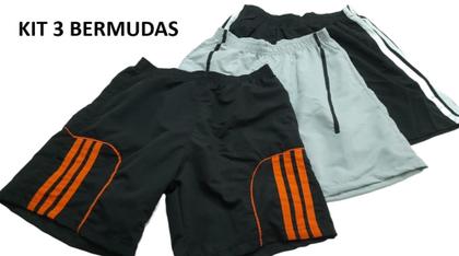 Imagem de kit 3 Bermuda Shorts Maculino 38 ao 44 Tactel, Academia, Lazer, Treino, Esporte