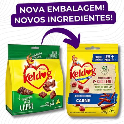 Imagem de Kit 3 Bifinho Petisco Keldog Criadores Sabor Carne para Cães - 500g - Kelco