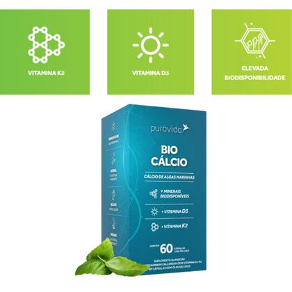 Imagem de Kit 3 Bio Cálcio Marinho  + Minerais Vitaminas D3 K2  PuraVida