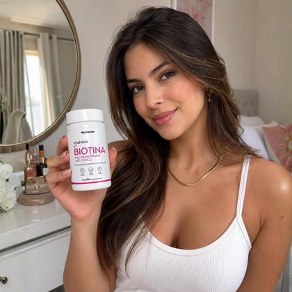 Imagem de Kit 3 Biotina Suplemento Alimentar Acido Fólico Vitamina Saúde Cabelos e Unhas Original 180 Capsulas