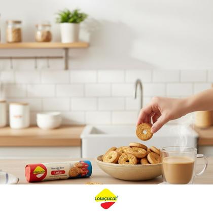 Imagem de Kit 3 biscoito doce diet zero lactose leite 95g lowçucar