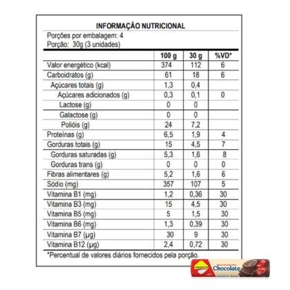 Imagem de Kit 3 biscoito recheado diet zero lactose chocolate 120g lowçucar