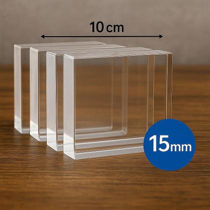 Imagem de Kit 3 Blocos de Acrílico Cristal 15mm 10x15 cm Transparente