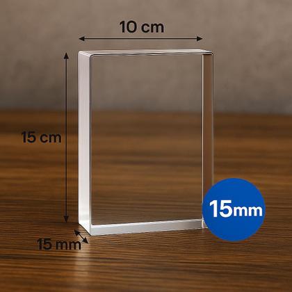 Imagem de Kit 3 Blocos de Acrílico Cristal 15mm 10x15 cm Transparente