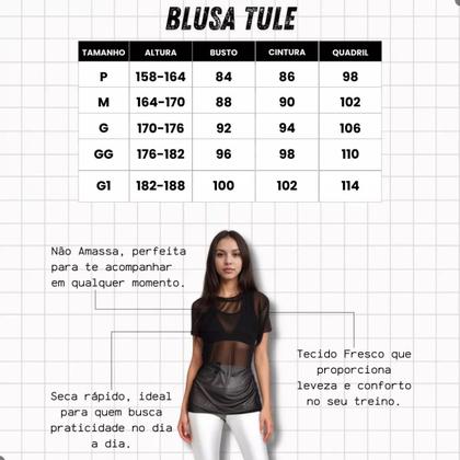 Imagem de Kit 3 Blusa Tule Feminina Academia Transparente Tshirt Lisa