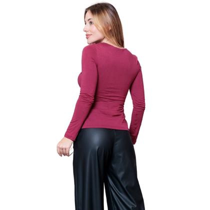 Imagem de Kit 3 Blusas Feminina Decote Quadrado Manga Longa