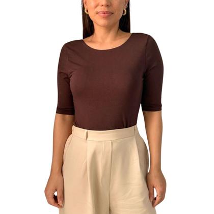 Imagem de Kit 3 Blusas Feminina Manga 3/4 com Abertura nas Costas