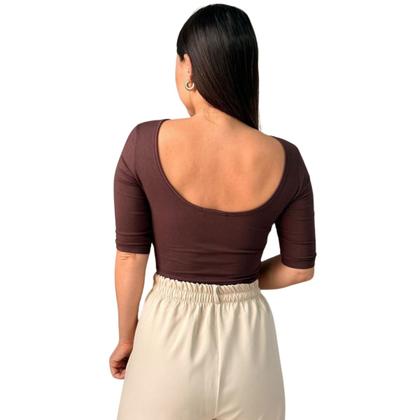 Imagem de Kit 3 Blusas Feminina Manga 3/4 com Abertura nas Costas