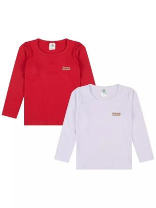 Imagem de Kit 3 Blusas Manga Longa Bebê Menina Algodão Lisa conforto para bebê blusas manga longa infantil