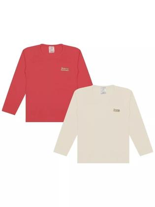 Imagem de Kit 3 Blusas Manga Longa Bebê Menina Algodão Lisa conforto para bebê blusas manga longa infantil