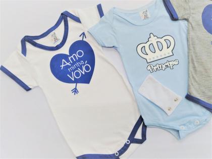 Imagem de KIT - 3 Bodys Estampas Divertidas com 2 Extensores - Masculino - Tamanhos P / M / G