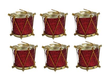 Imagem de Kit 3 Bolas + 6 Caixinha de Presente + 6 Tambor + 6 Papai Noel Enfeite para Pendurar Natalino