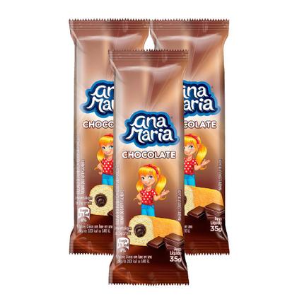 Imagem de Kit 3 Bolinho Ana Maria Chocolate 35g