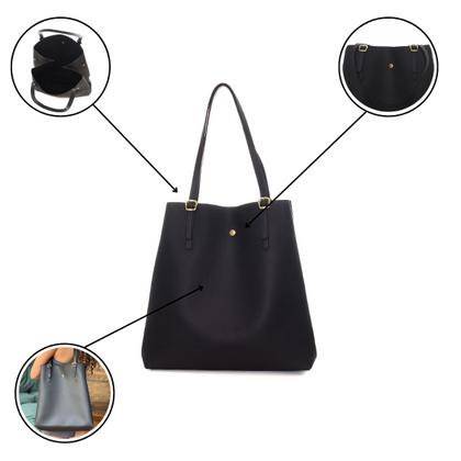 Imagem de Kit 3 Bolsas Feminina Grande Sacola Espaçosa Elegante Alça de Ombro