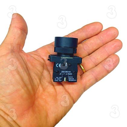 Imagem de Kit 3 Botão de Comando Pulsador Sem Trava Verde Impulso 1na Pulso 22mm EA31