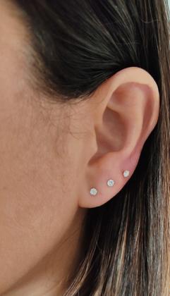 Imagem de Kit 3 Brincos Zircônia 3mm Feminino De Prata 925