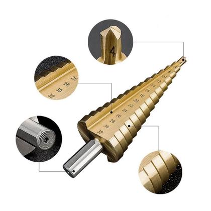 Imagem de Kit 3 Brocas Escalonadas Profissional Titânio HSS 12-32MM