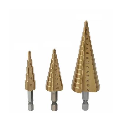 Imagem de Kit 3 Brocas Escalonadas Profissional Titânio HSS 12-32MM